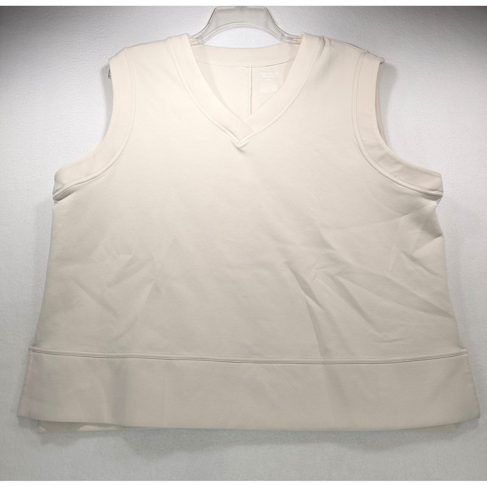 Tek Gear Ultracomfort Cream V-Neck Sleeveless Sweatshirt Vest Womens 1X Athleisu